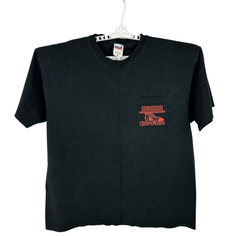 Anvil Hogs Breath Live To Ride Mens XL Black Graphic T-Shirt 100% Cotton